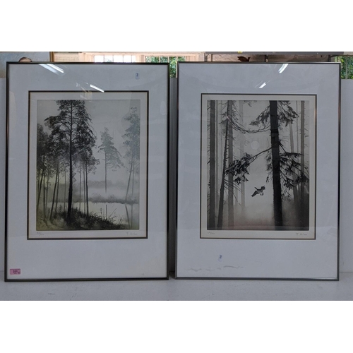 331 - Two limited edition prints by F. Hilon, one depicting the mist rising off a river no 97/150 and the ... 