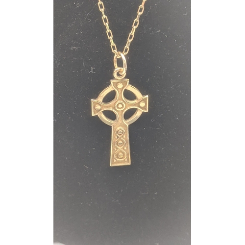 1 - A 9ct gold Celtic cross pendant on a 9ct gold necklace, total weight 3.3g
Location:
If there is no c... 