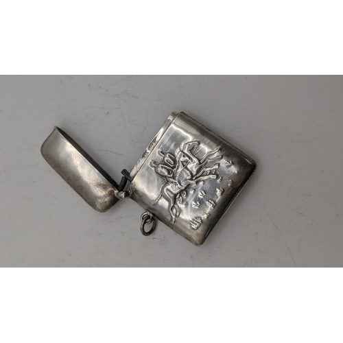 14 - A sterling silver vesta case embossed with horses and figures
Location:
If there is no condition rep... 