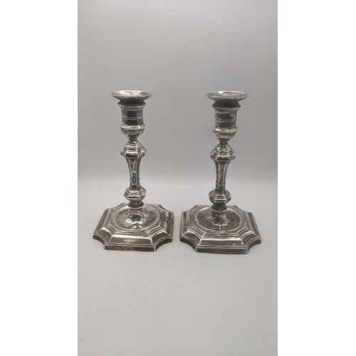 16 - A pair of Hamilton and Inches silver candlesticks, Edinburgh 1899, 19cm h
Location:
If there is no c... 