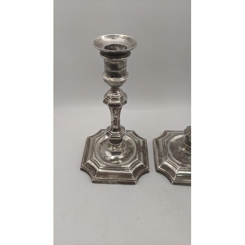 16 - A pair of Hamilton and Inches silver candlesticks, Edinburgh 1899, 19cm h
Location:
If there is no c... 