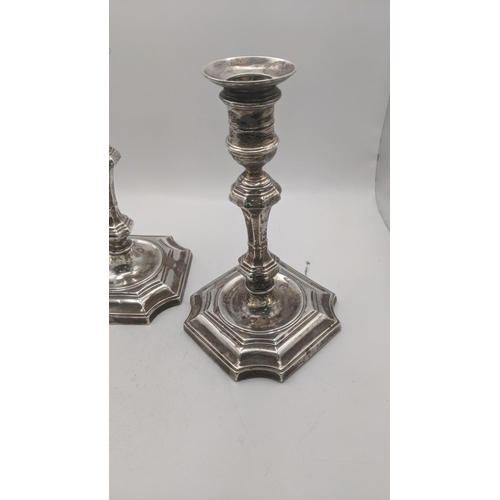 16 - A pair of Hamilton and Inches silver candlesticks, Edinburgh 1899, 19cm h
Location:
If there is no c... 