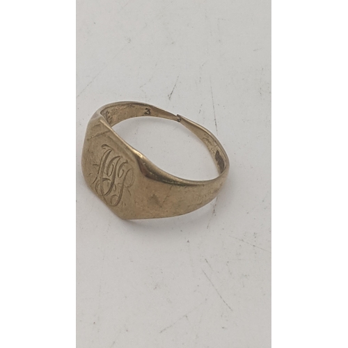 31 - A 9ct gold gent's signet ring with engraved initials, 4.1g A/F Location:
If there is no condition re... 