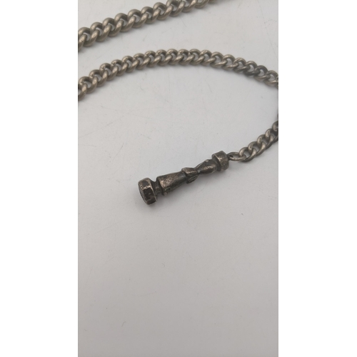 33 - A mixed lot to include a silver pocket watch chain and pendant, along with a napkin ring 44.7g, toge... 