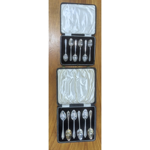 50 - Two sets of William Suckling silver spoons to include a set of six teaspoons hallmarked Birmingham 1... 