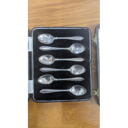 50 - Two sets of William Suckling silver spoons to include a set of six teaspoons hallmarked Birmingham 1... 