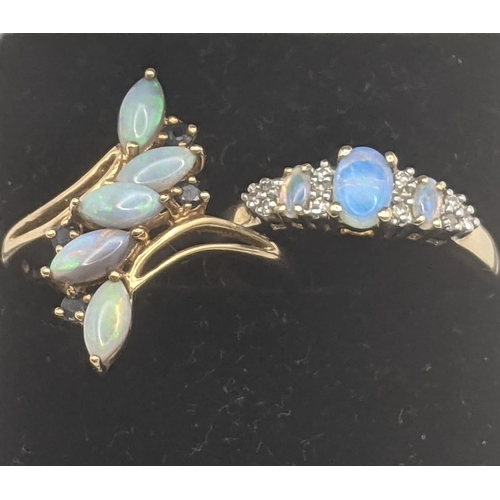 67 - Two 9ct yellow gold ladies rings to include one example set with three moonstones in four claw setti... 