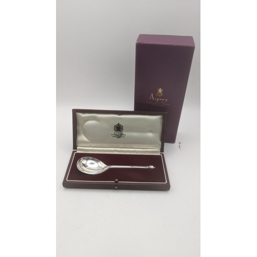 74 - An Asprey silver spoon hallmarked London 1984 in a fitted case Location:RABT
If there is no conditio... 