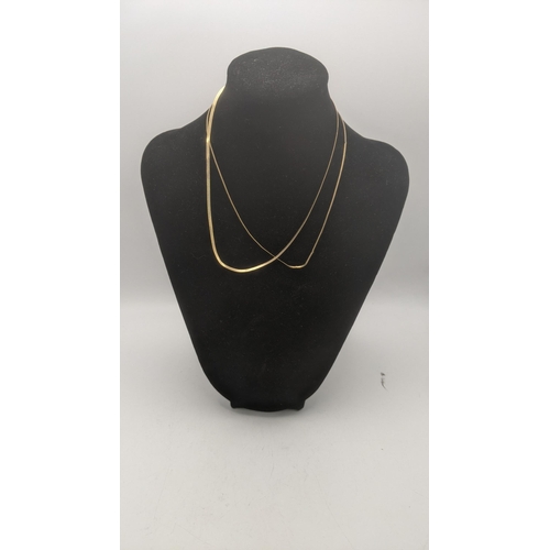 8 - Two 9ct gold ladies necklace, one with a thicker gauge, total weight 4.3g
Location:
If there is no c... 