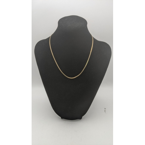 8 - Two 9ct gold ladies necklace, one with a thicker gauge, total weight 4.3g
Location:
If there is no c... 