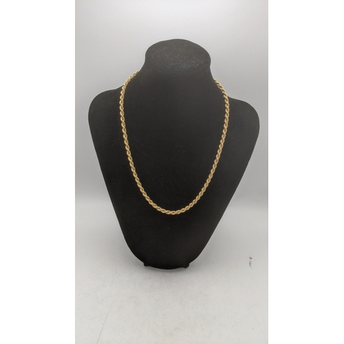 191 - A 9ct yellow gold rope twin necklace, 47cm long, 12.7g Location: CAB 1
If there is no condition repo... 