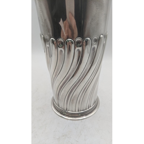 210 - An Atkins Brothers silver tumbler vase with wrythen decoration to the lower half hallmarked Sheffiel... 