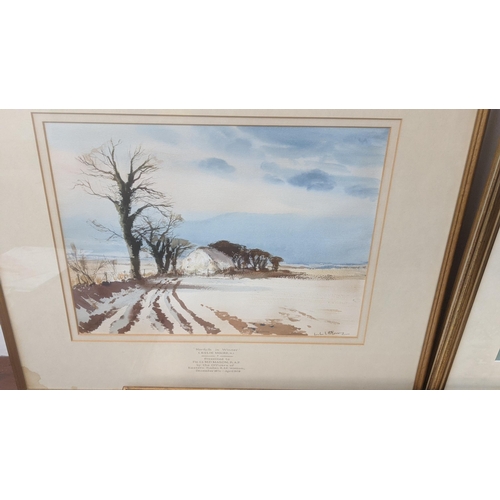 219 - Two watercolours to include Leslie Moore 'Norfolk in Winter' and Brian Entwistle 'Barge, Cambria' an... 