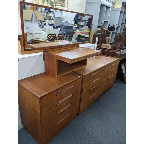 375 - A G-Plan mid-century Fresco dressing chest with adjustable mirror above a single drawer flanked by c... 