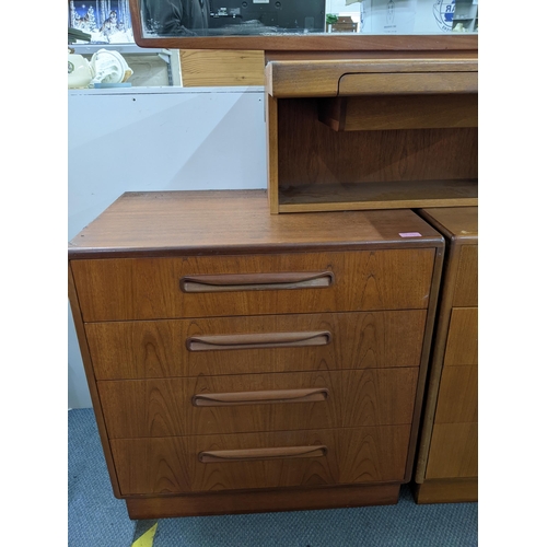 375 - A G-Plan mid-century Fresco dressing chest with adjustable mirror above a single drawer flanked by c... 