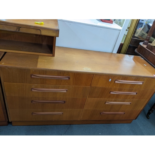 375 - A G-Plan mid-century Fresco dressing chest with adjustable mirror above a single drawer flanked by c... 