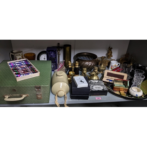 380 - A mixed lot to include a Brexton cased picnic set, cigarette cards in a vintage tin with Zippo light... 