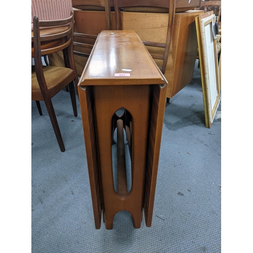 403 - A possibly McIntosh teak drop leaf table 83cm w x 76cm h x 22cm/ 145  Location: LWM
If there is no c... 