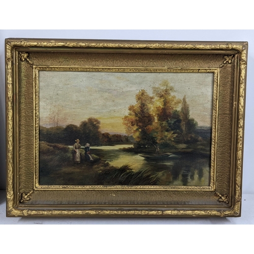 413 - Greaves - an oil on canvas landscape lake scene, signed to the lower left corner, 48.5 x 33
Location... 