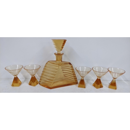 471 - An Art Deco amber glass liquor set consisting of a decanter and five glasses
Location:A4B / 3.1 If t... 