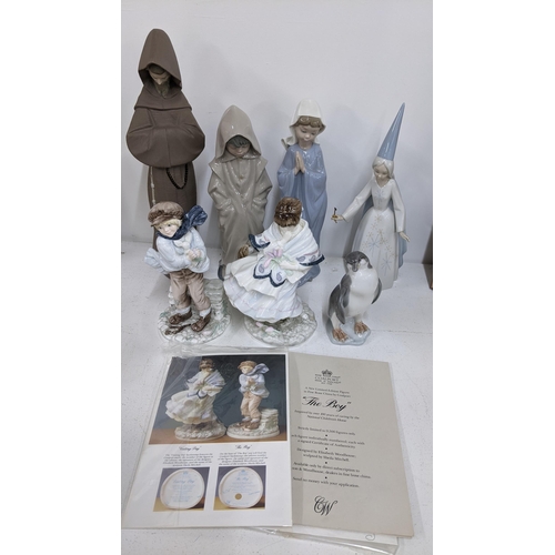 473 - A selection of porcelain figure to include a Lladro gres monk, two Coalport figures and others
Locat... 