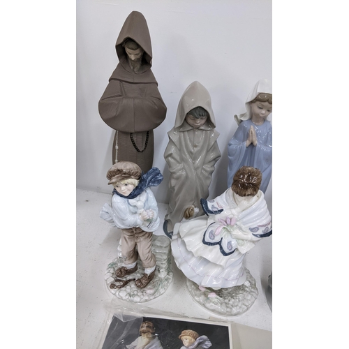 473 - A selection of porcelain figure to include a Lladro gres monk, two Coalport figures and others
Locat... 