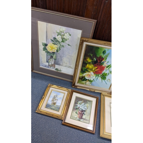 474 - Mixed pictures to include Paul Doyle limited edition prints, a Shirley Hawell still life watercolour... 