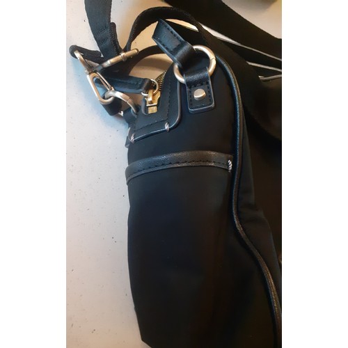 17 - Radley-2 black bags comprising a black leather handbag with leaf and dog toggle, hardly used, having... 