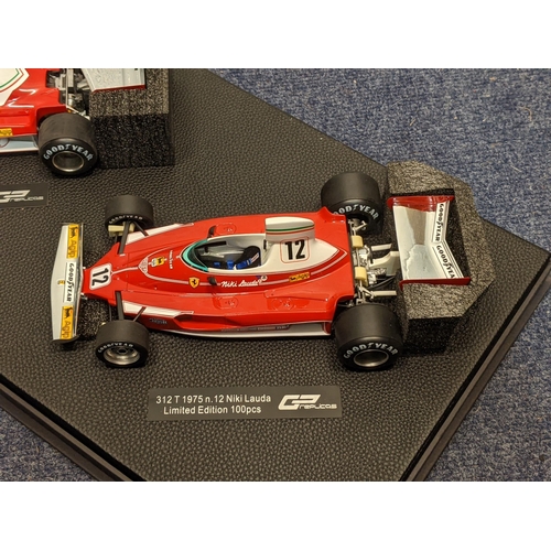 100 - Two model F1 cars by GP Replicas, boxed to include a Ferrari 312T 1975, N12 Niki Lauda - Limited Edi... 