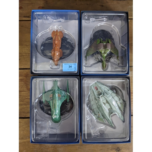 34 - Twelve Star Trek boxed space craft models to include Klingon Bird-Of-Prey (Attack Mode), Kazon Raide... 