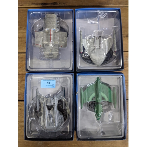 41 - Twelve Star Trek boxed space craft models to include Romulan Scout Ship, Akira Class, S.S. Emmette, ... 