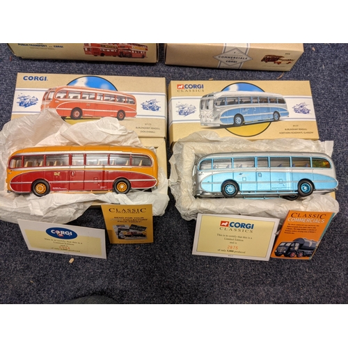 80 - Corgi model buses to include Routemaster buses and larger boxed models, two 1 AEC Regals, two Burlin... 