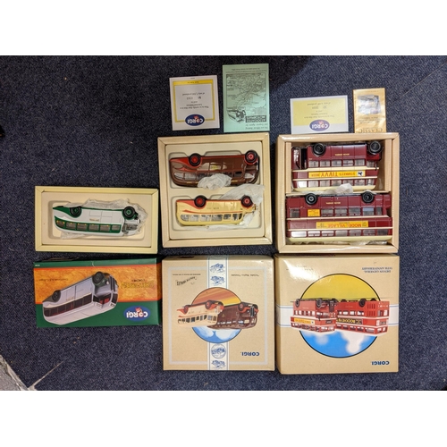 80 - Corgi model buses to include Routemaster buses and larger boxed models, two 1 AEC Regals, two Burlin... 