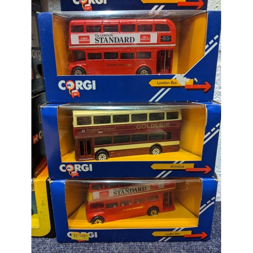 80 - Corgi model buses to include Routemaster buses and larger boxed models, two 1 AEC Regals, two Burlin... 