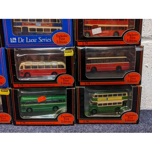 90 - Twenty five boxed Exclusive First Edition model buses to include a Bristol LS Bus Harts & Dorset 163... 