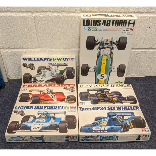 98 - ***THIS LOT HAS BEEN WITHDRAWN***Six Tamiya boxed model racing car building kits to include a Big Sc... 