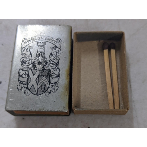 109 - A cased set of sterling silver bridge pencils and a silver coloured matchbox holder
Location CAB
If ... 