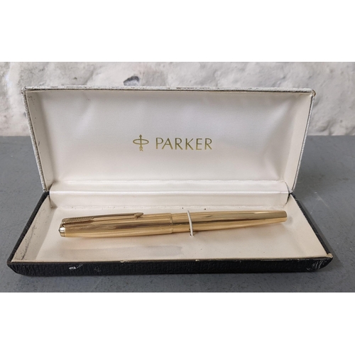 A boxed gold plated Parker 61 fountain pen Location CAB7 If there is no ...