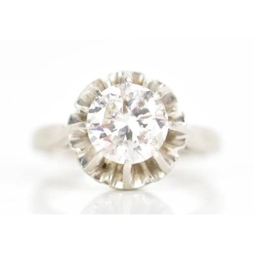 257 - A white gold diamond solitaire engagement ring, the brilliant cut diamond approx 1.4ct, approx clari... 