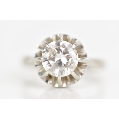 257 - A white gold diamond solitaire engagement ring, the brilliant cut diamond approx 1.4ct, approx clari... 