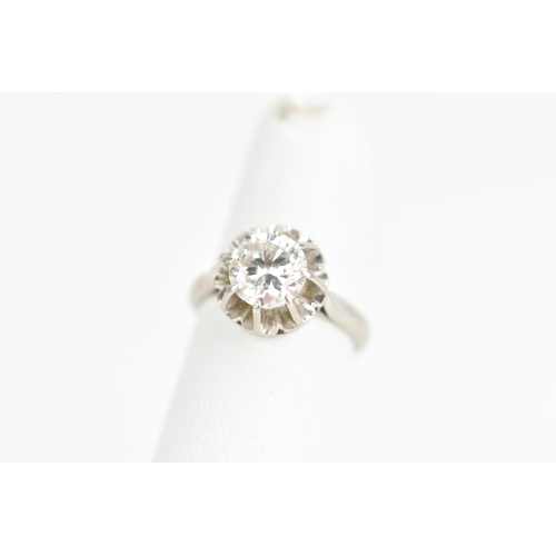 257 - A white gold diamond solitaire engagement ring, the brilliant cut diamond approx 1.4ct, approx clari... 