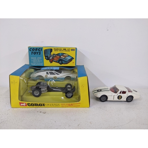 Two Corgi Toys - a Corgi 271 Ghia 5000 Mangusta with a De Tomaso