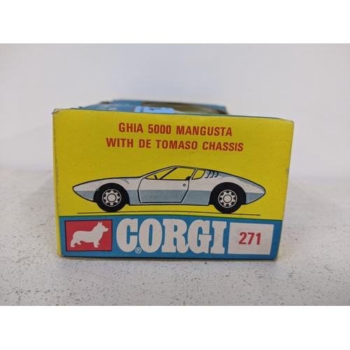 CORGI TOYS 271 GHIA 500 MANGOUSTA WITH DE TOMASO CHASSIS + BOITE ORIGINE
