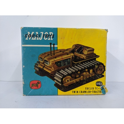 Corgi Toys Major 1103 Euclid TC-12 Twin crawler tractor in a light green, boxed Location: R2.4 If th Corgi Toys Major 1103 Euclid TC-12 Twin crawler tractor in a light green, boxed Location: R2.4 If th
