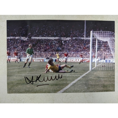 26 - Autographed Arsenal 12X8 photo colour, depicting the goals scored in Arsenal 3-1 victory over Manche... 