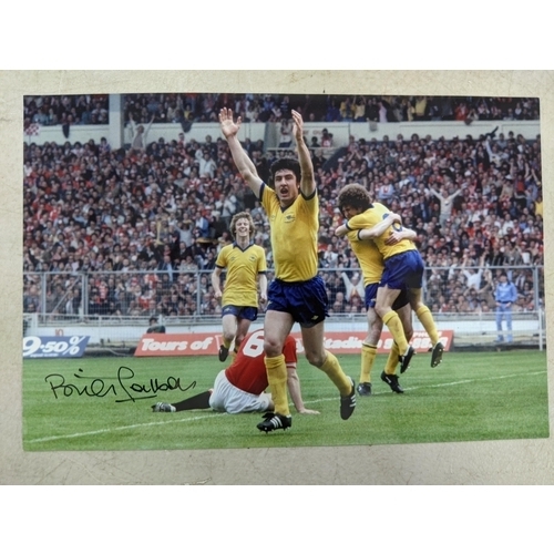 26 - Autographed Arsenal 12X8 photo colour, depicting the goals scored in Arsenal 3-1 victory over Manche... 