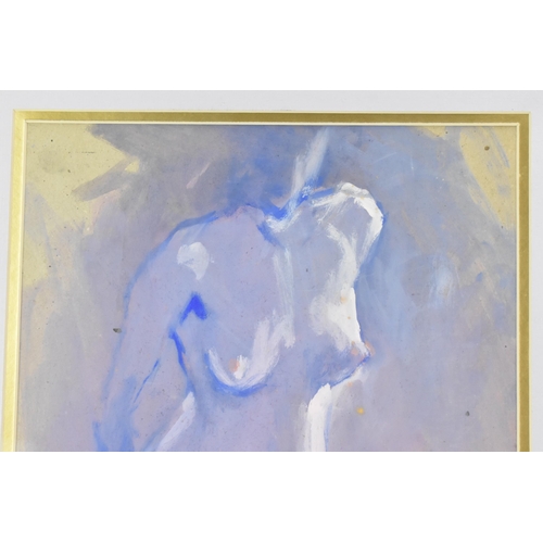 120 - Israel Zohar (1945) A Gouache entitled 'Frontal Nude In Blue', signed and dated 87 to the lower righ... 