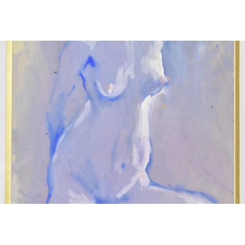 120 - Israel Zohar (1945) A Gouache entitled 'Frontal Nude In Blue', signed and dated 87 to the lower righ... 