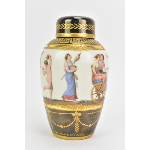 131 - An early 20th century Dresden porcelain hand painted lidded vase, with a 1814-1914 Hutschenreuther H... 