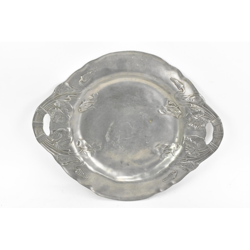 136 - Mixed late 19th/early 20th century pewter to include an 'Osiris' stylised floral designed bowl, stam... 